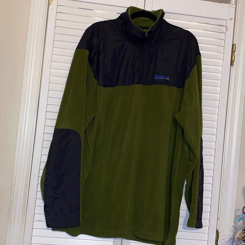 VTG Nautica Competition Sport Pullover 1/2 Zipper Fleece Olive Green Size XXL